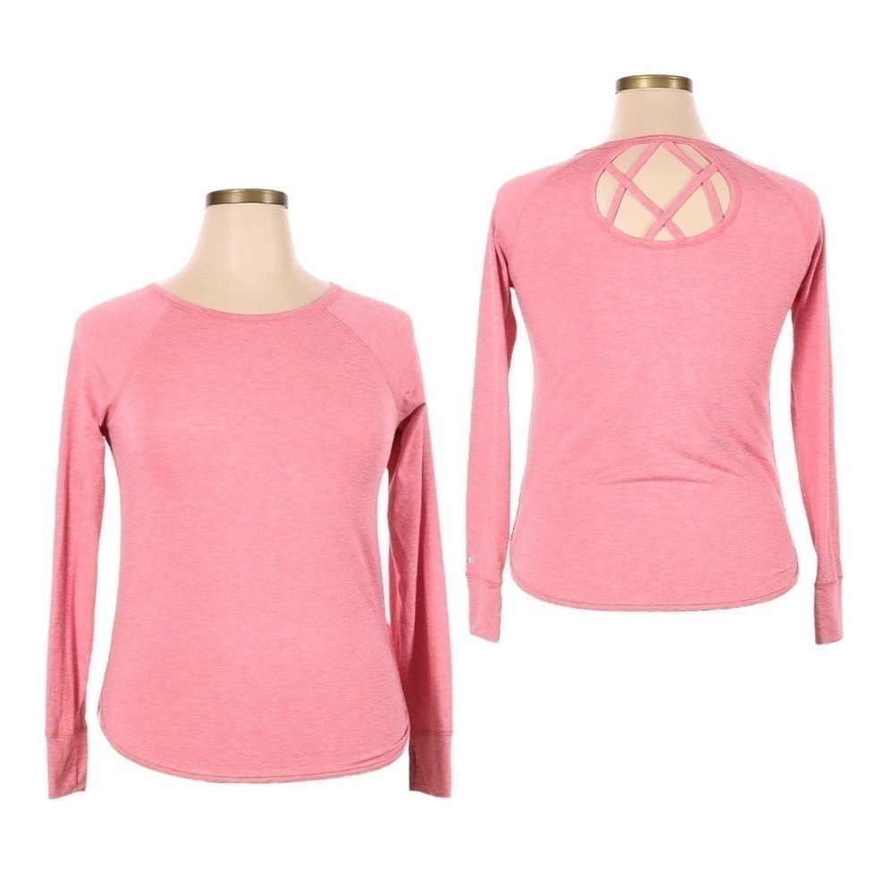 🌺 DSG Coral Heather Pink Activewear Crisscross Back Long Sleeve Top Size XL